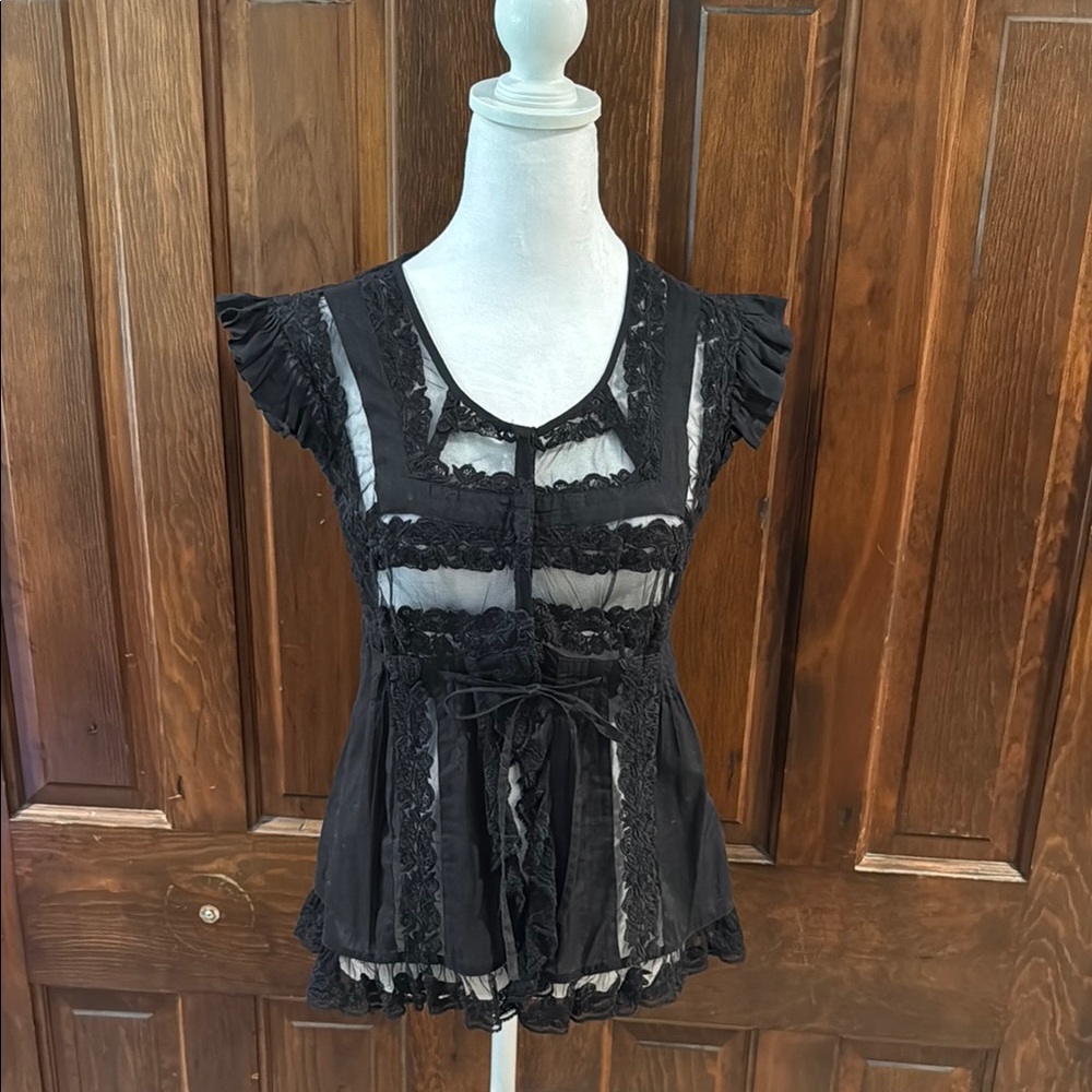 Anthropologie Odille Black Lace Blouse size 4